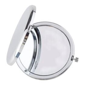 Silver Heavy Duty Metal Compact Double Sided Mirror Purse Travel Accessory New